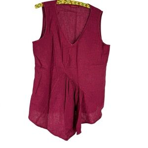 NWOT berry Cut Loose XL asymmetrical  linen/cotton top sleeveless